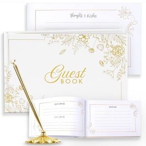 Guest Book For Wedding, Guest Book Wedding Reception Gold Diamond Crystal Pen